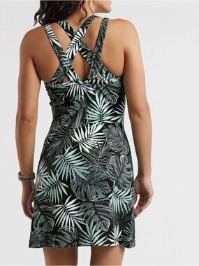 Title nine One-Shoulder Tropical Print Dress in Black and Mint
